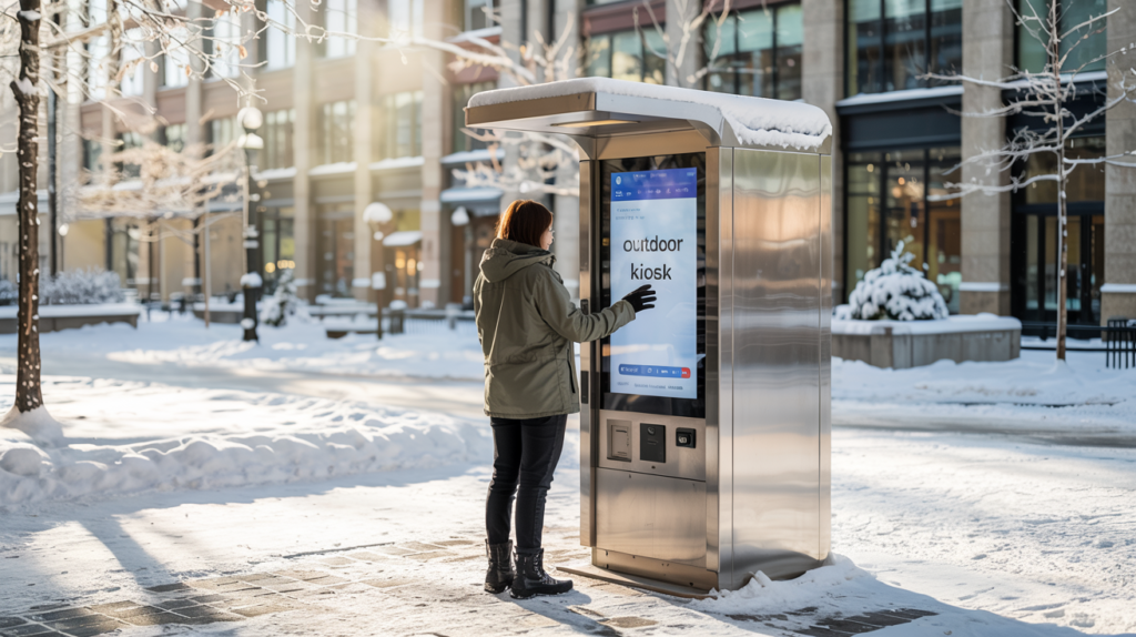 outdoor climate controlled kiosk in the snow